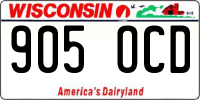 WI license plate 905OCD