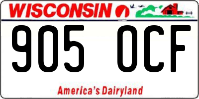 WI license plate 905OCF