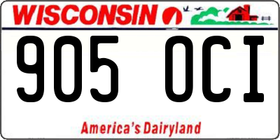 WI license plate 905OCI