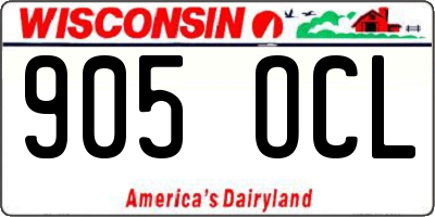 WI license plate 905OCL