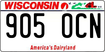 WI license plate 905OCN
