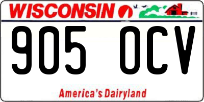 WI license plate 905OCV