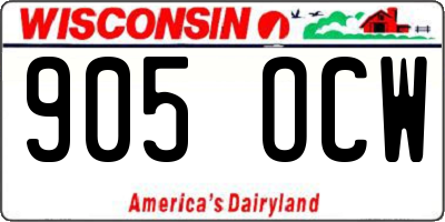 WI license plate 905OCW