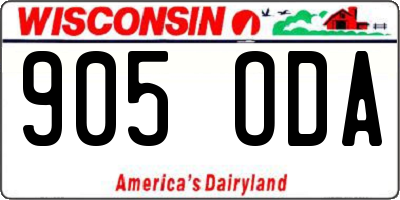 WI license plate 905ODA