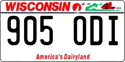 WI license plate 905ODI