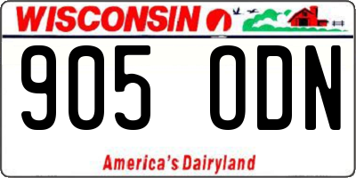 WI license plate 905ODN