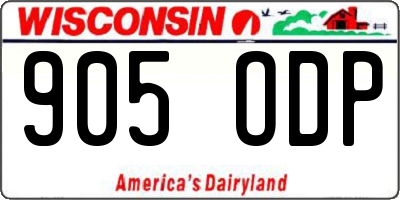 WI license plate 905ODP