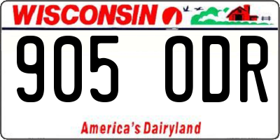 WI license plate 905ODR
