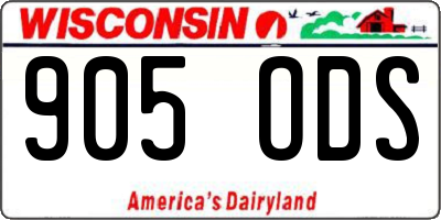 WI license plate 905ODS