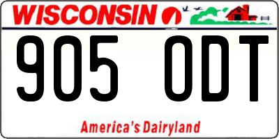 WI license plate 905ODT