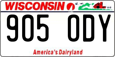 WI license plate 905ODY