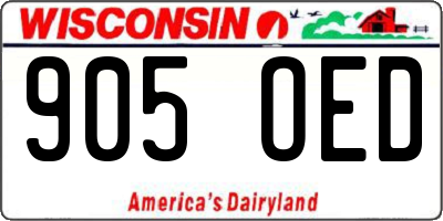 WI license plate 905OED