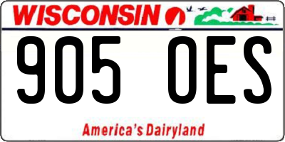 WI license plate 905OES