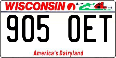 WI license plate 905OET