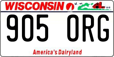 WI license plate 905ORG
