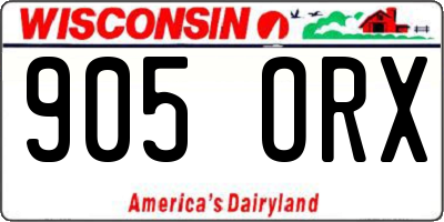 WI license plate 905ORX