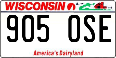 WI license plate 905OSE