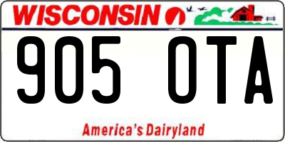WI license plate 905OTA