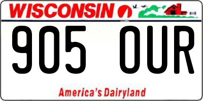 WI license plate 905OUR