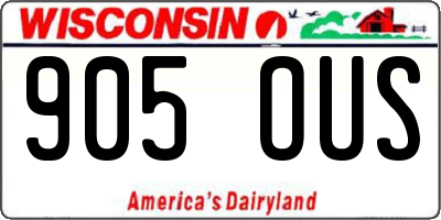 WI license plate 905OUS
