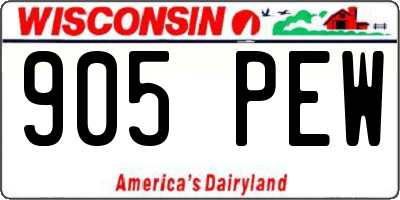 WI license plate 905PEW