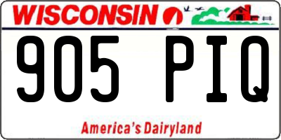 WI license plate 905PIQ
