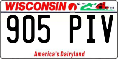 WI license plate 905PIV