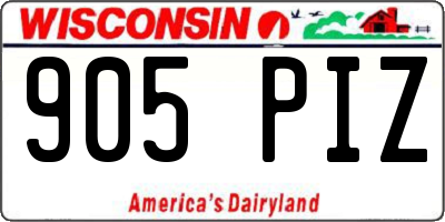 WI license plate 905PIZ