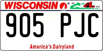 WI license plate 905PJC