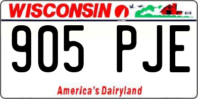 WI license plate 905PJE