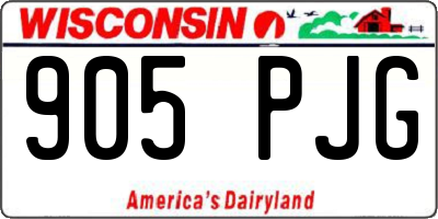 WI license plate 905PJG