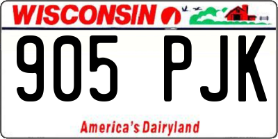 WI license plate 905PJK