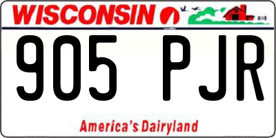 WI license plate 905PJR