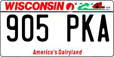 WI license plate 905PKA