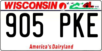 WI license plate 905PKE