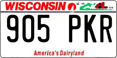 WI license plate 905PKR