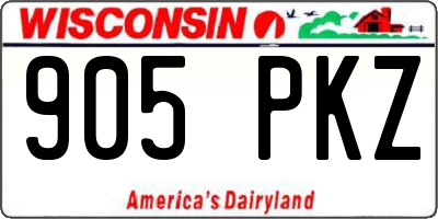 WI license plate 905PKZ