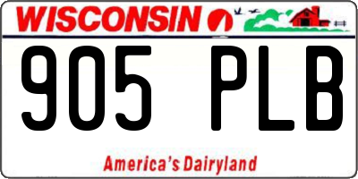 WI license plate 905PLB