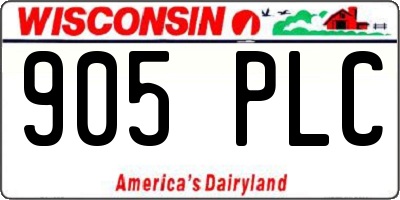 WI license plate 905PLC