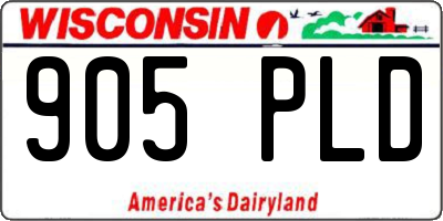 WI license plate 905PLD