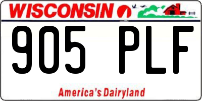 WI license plate 905PLF