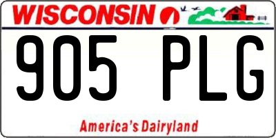 WI license plate 905PLG