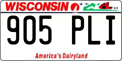 WI license plate 905PLI