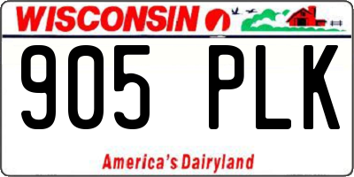 WI license plate 905PLK