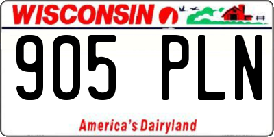 WI license plate 905PLN