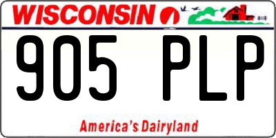 WI license plate 905PLP