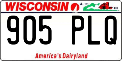 WI license plate 905PLQ