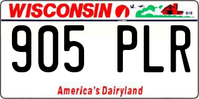 WI license plate 905PLR