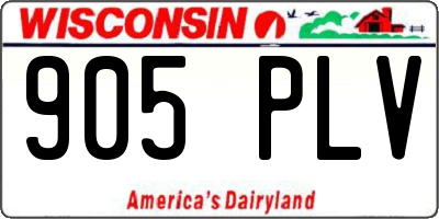 WI license plate 905PLV