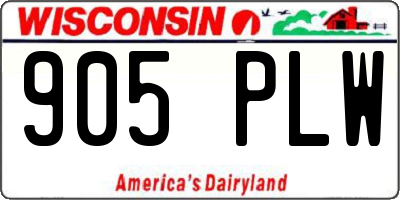 WI license plate 905PLW